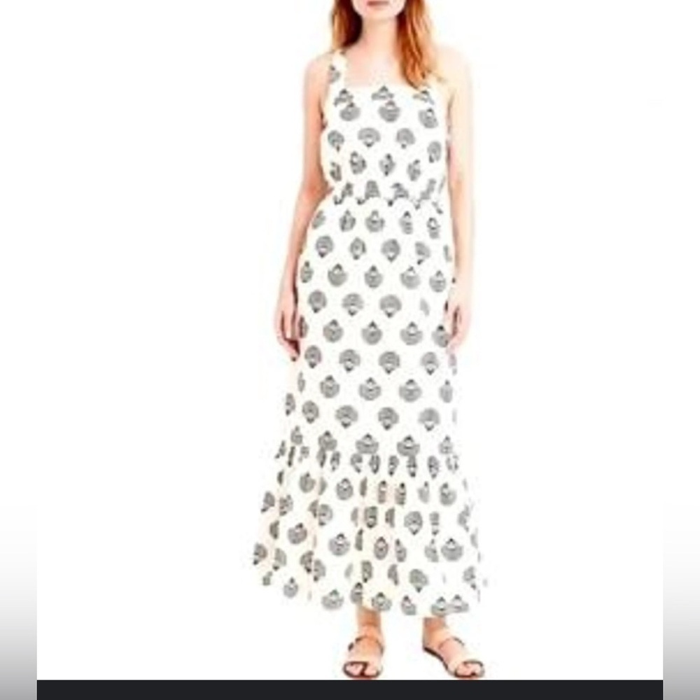 J.Crew Women's Floral Tiered Midi Dress Preppy Coastal Flowy Beachy Ruffles 10